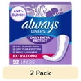 thumbnail image 1 of (2 pack) Always Daily Extra Protect Panty Liners, Extra Long Length, Unscented, 92 Count, 1 of 13