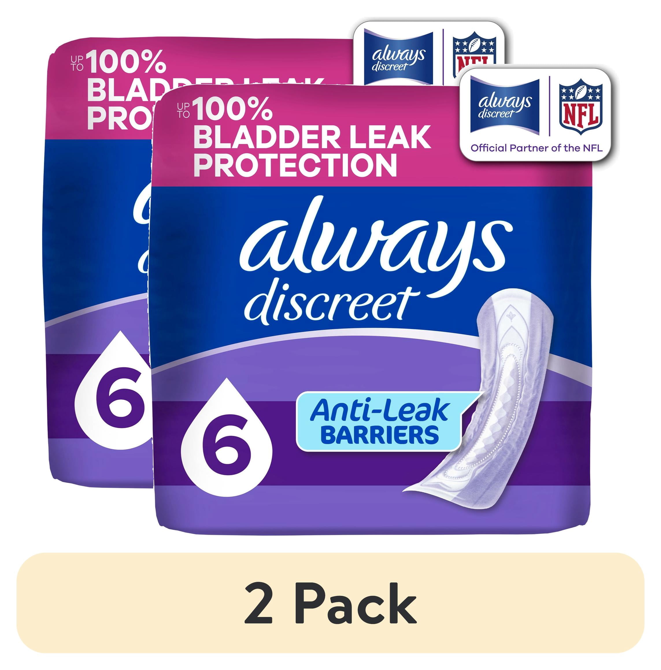 (2 pack) Always Discreet Adult Incontinence Pads for Women, Ultimate Absorbency, Long Length, Postpartum Pads, 45 Count