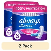 2 pack Always Discreet Adult Incontinence Pads for Women, Ultimate Absorbency, Long Length, Postpartum Pads, 45 Count