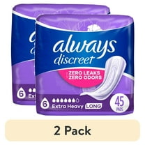 (2 pack) Always Discreet Adult Incontinence Pads for Women, Extra Heavy Absorbency, Long Length, Postpartum Pads, 45 Count