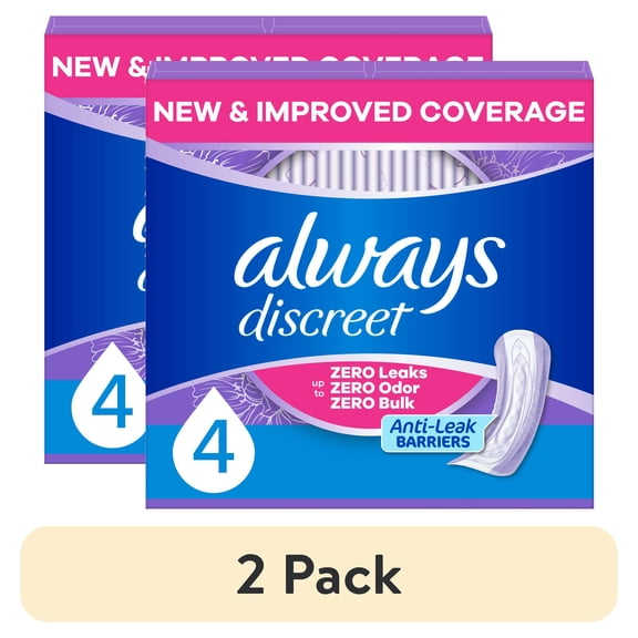 (2 pack) Always Discreet Pads, Moderate Absorbency, Regular, 108 Count