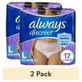 thumbnail interactive-video image 1 of (2 pack) Always Discreet Adult Incontinence Underwear for Women and Postpartum Underwear, L, Up to 100% Bladder Leak Protection, 17 Count, 1 of 12