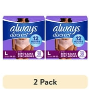 (2 pack) Always Discreet Adult Incontinence Underwear for Women, Size L, 38 CT