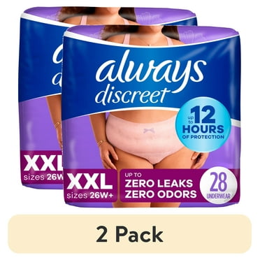 (2 pack) Always Discreet Adult Incontinence Underwear for Women and Postpartum Underwear, XXL, Up to 100% Bladder Leak Protection, 28 CT