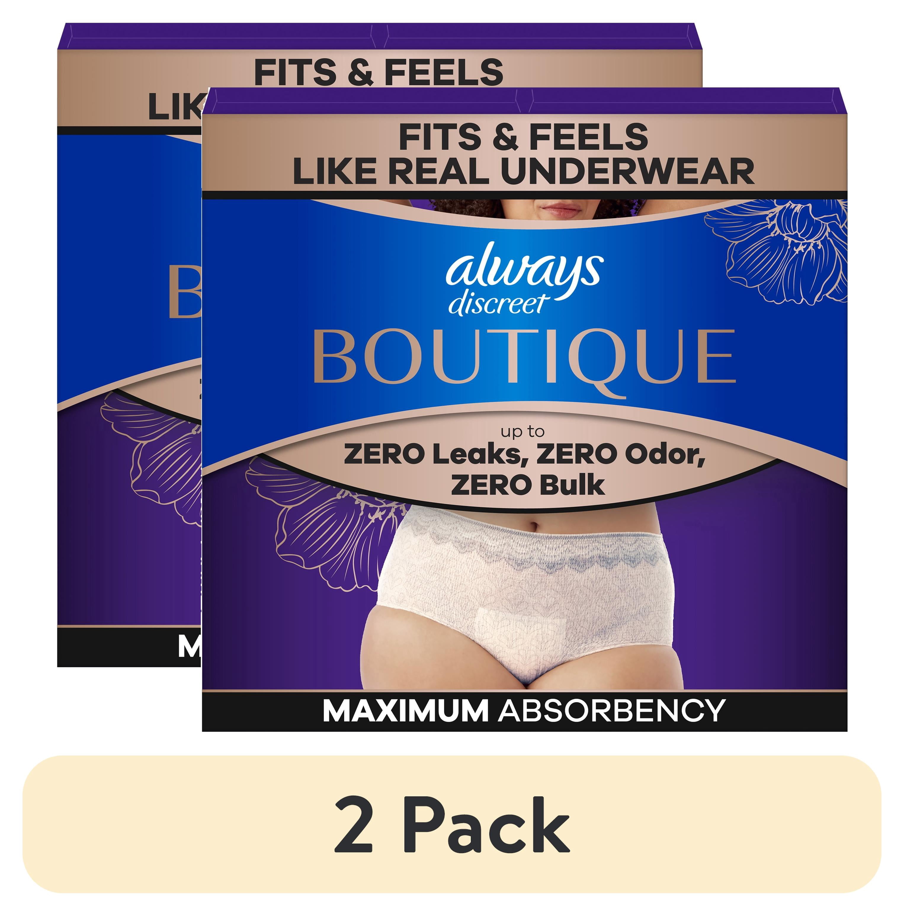 (2 pack) Always Discreet Boutique Incontinence & Postpartum Women's Underwear, Maximum Protection, Large, Rosy, 44 Count