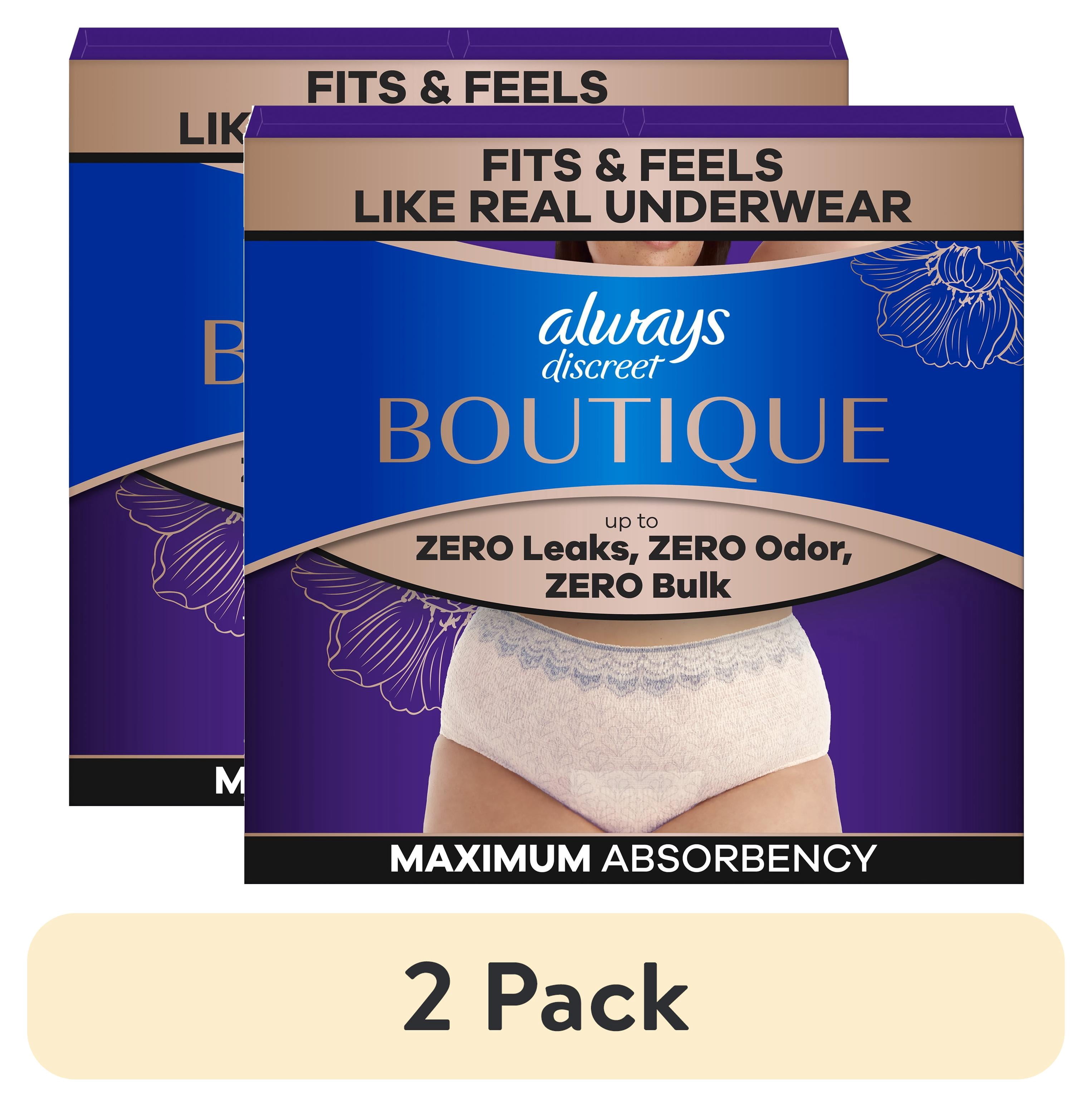 (2 pack) Always Discreet Boutique Incontinence and Postpartum Underwear for Women, Maximum Protection, XL, Rosy, 48 Count