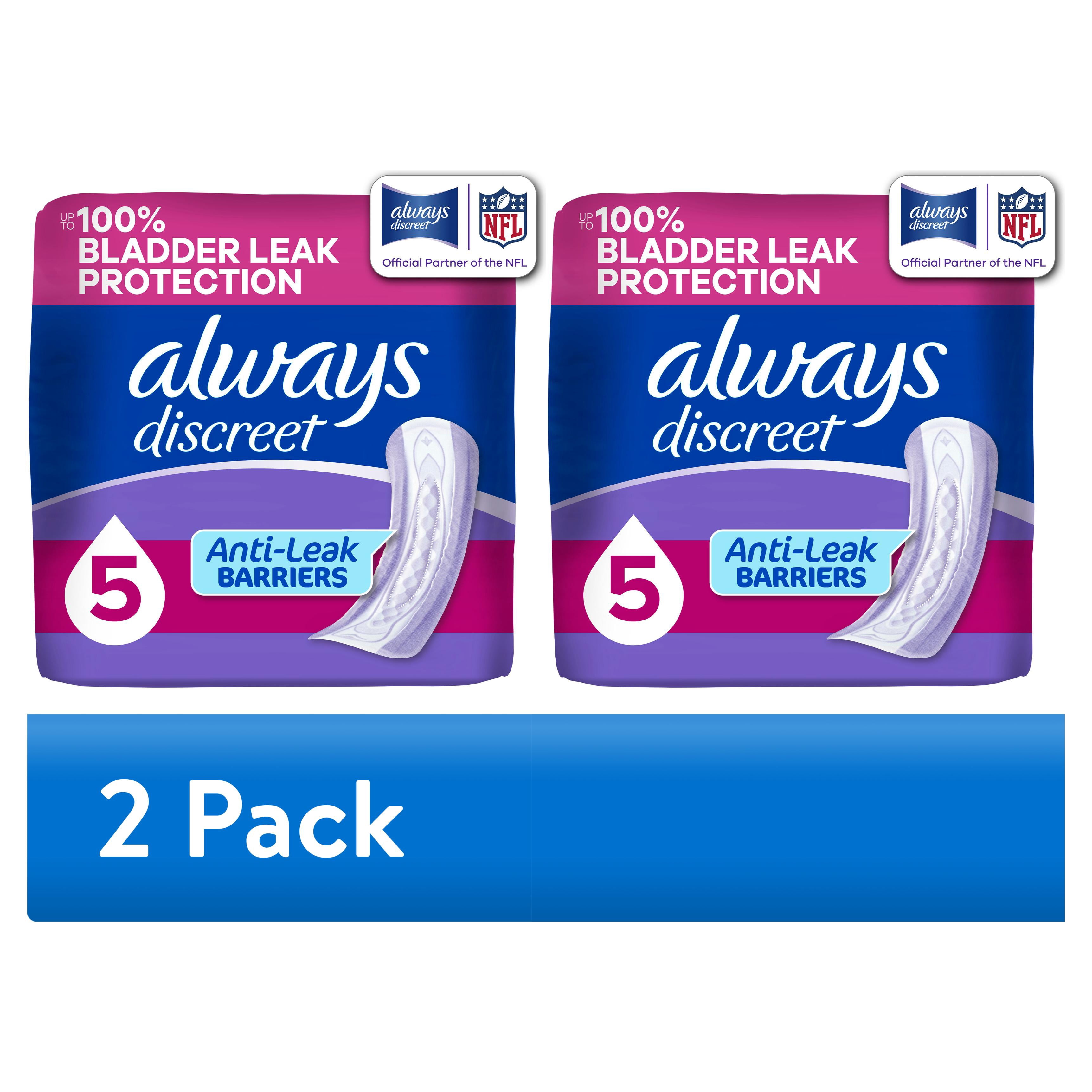 (2 pack) Always Discreet Incontinence Pads for Women, Maximum Absorbency, Regular Length, Postpartum Pads, 48 Count