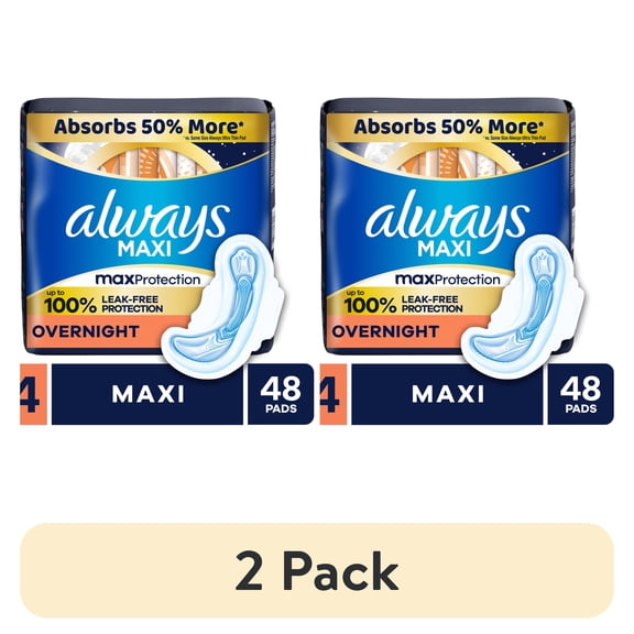 Always Maxi, Size 4, Overnight Pads With Wings, Unscented