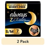 2 pack Always ZZZ Overnight Disposable Period Underwear Size S-M, 7 Count