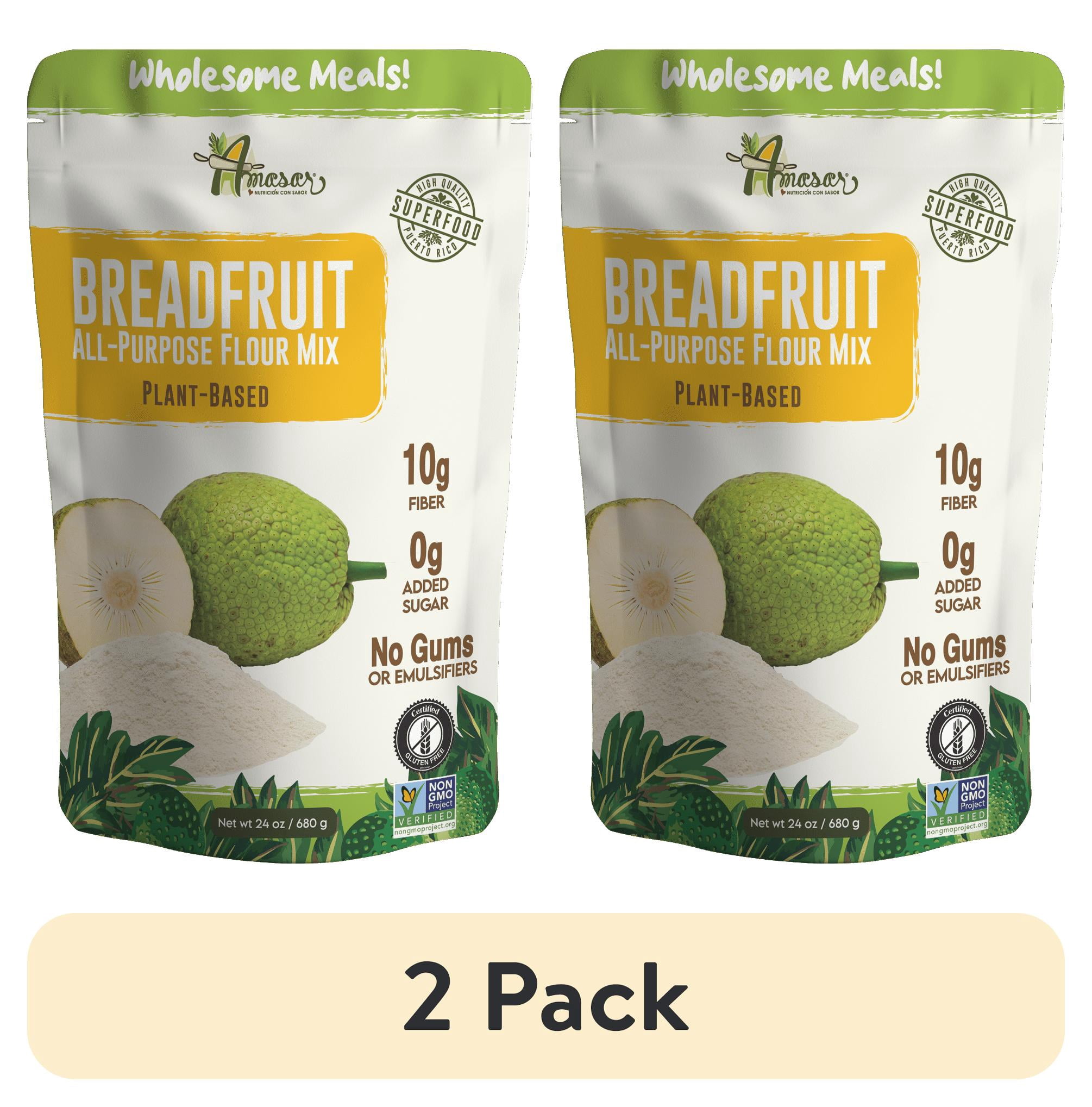 (2 pack) Amasar All Purpose Breadfruit Mix Powder Flour 24oz Individual Bag Gluten Free No Sugar Added
