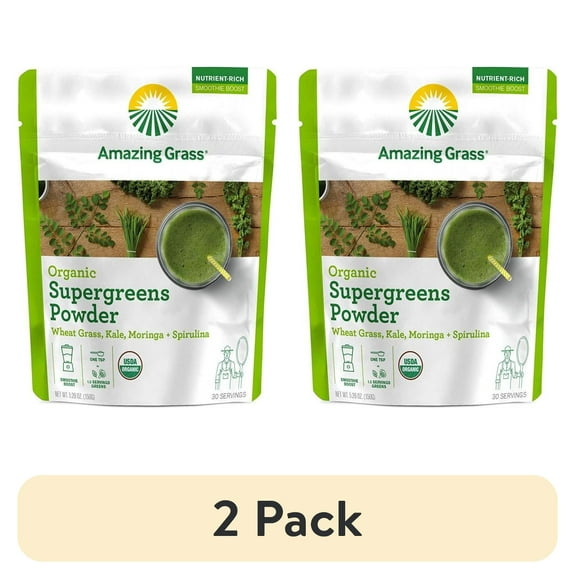 (2 pack) Amazing Grass Organic Supergreens Powder, 5.29oz, 30 Servings