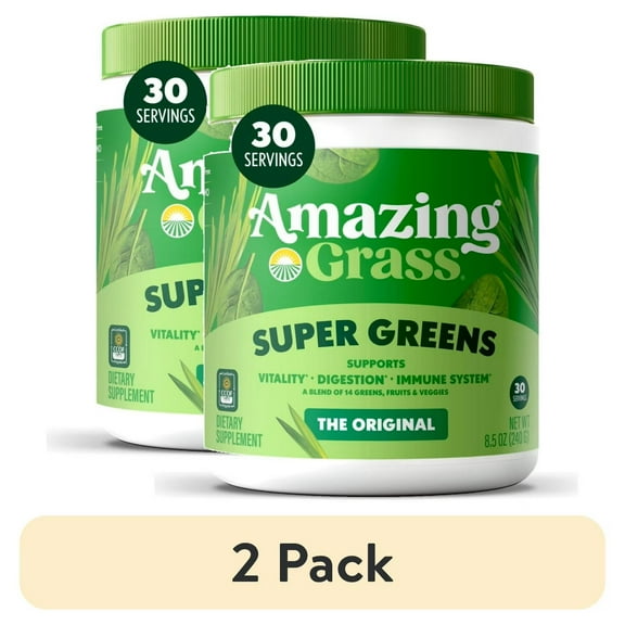 (2 pack) Amazing Grass, Super Greens Powder, Original, 30 Servings
