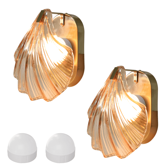 Kincubow 2 Pack Amber Shell Vanity Light, Modern Wall Mounted
