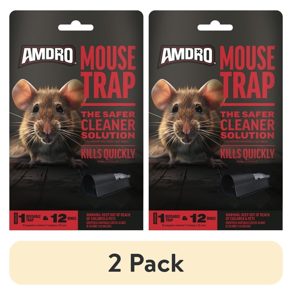 (2 pack) Amdro Quick Kill Mouse Trap, 1 Reusable Trap 1.67" x 5" x 8.5"