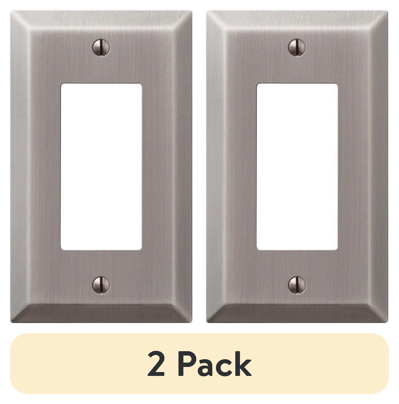 Brushed Nickel 2-Gang Double Rocker Steel Wall Plate