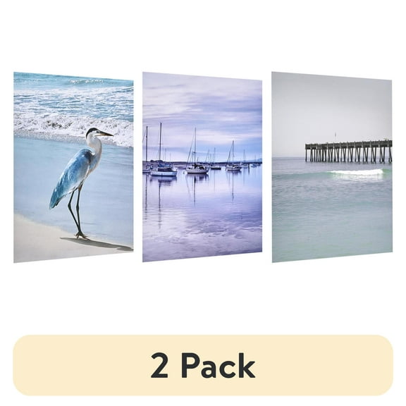 (2 pack) American Art Decor Coastal 8" x 10" 3-Piece Print Set