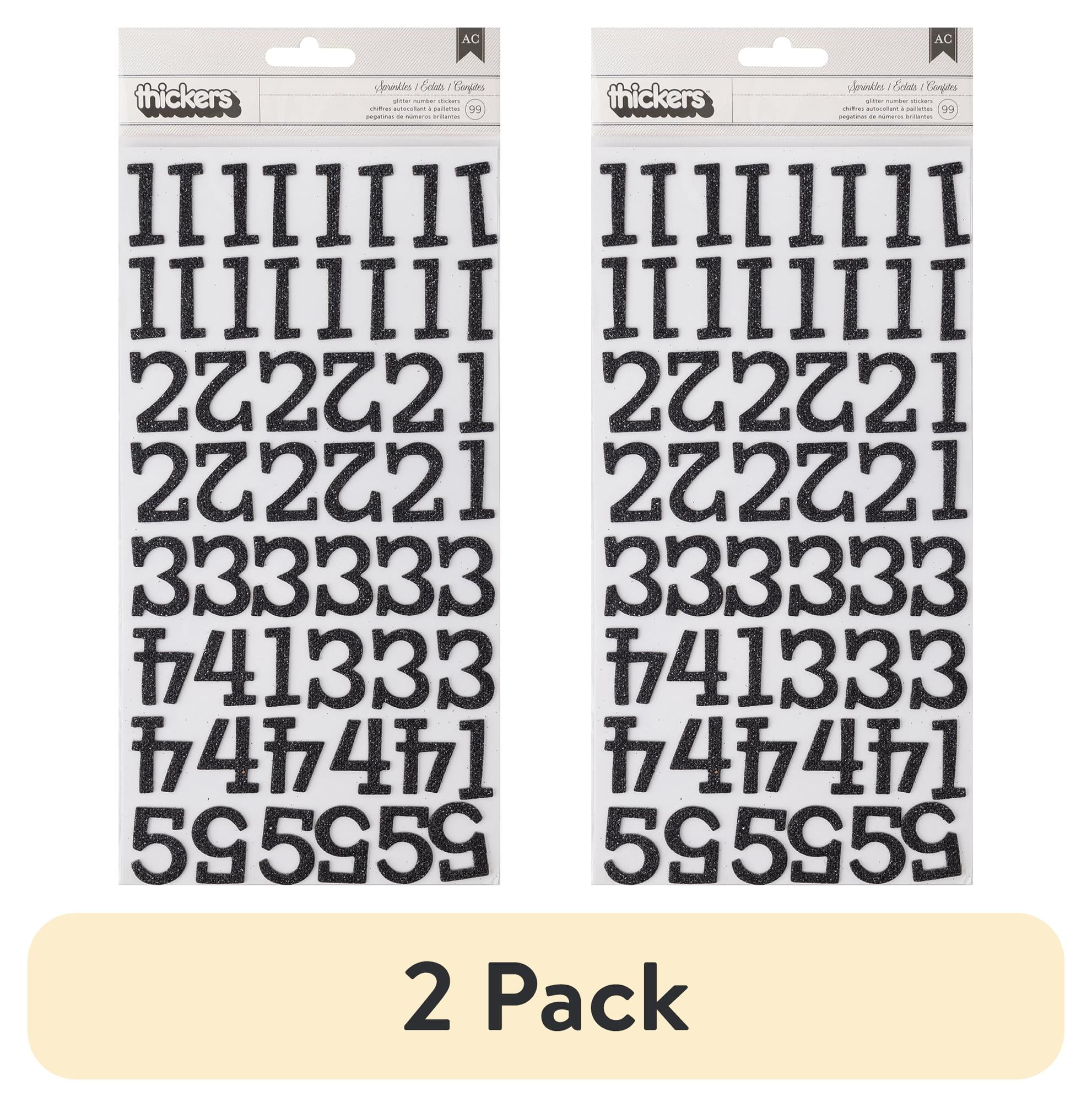 (2 pack) American Crafts Thickers Black "Sprinkles" Glitter Numbers Foam Stickers, 99 Pieces