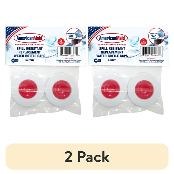 (2 pack) American Maid Spill Proof Caps for 5 gal Water Jug 2ct Water 53mm Temperature 39.2-95 Degrees