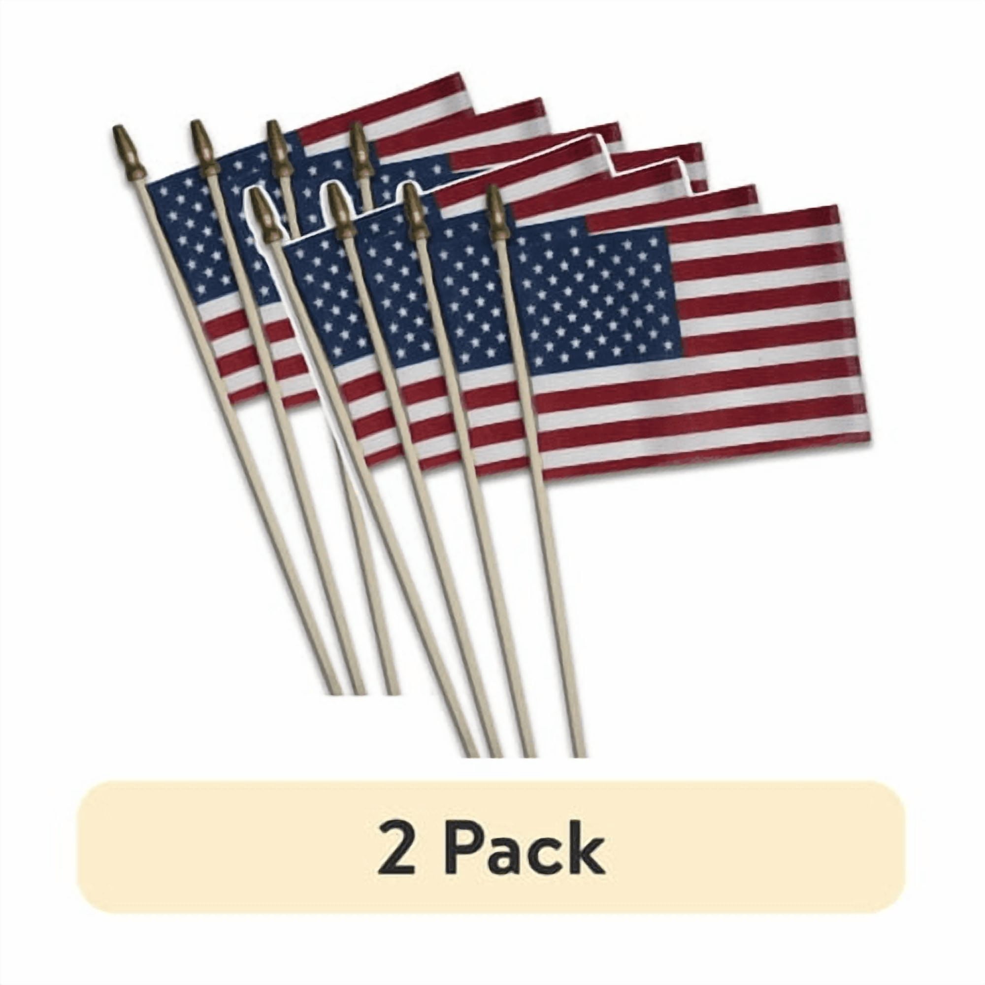 (2 pack) 4x6in Polycotton Betsy Flags US Stick Flags 4-pack