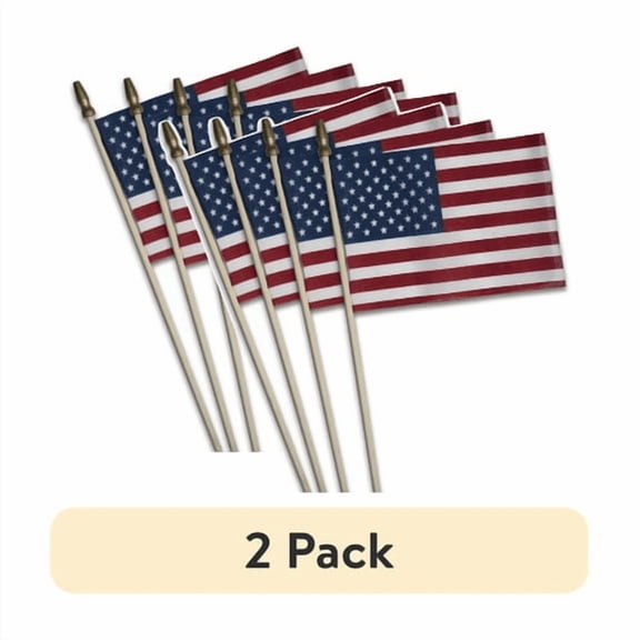 (2 pack) 4x6in Polycotton Betsy Flags US Stick Flags 4-pack