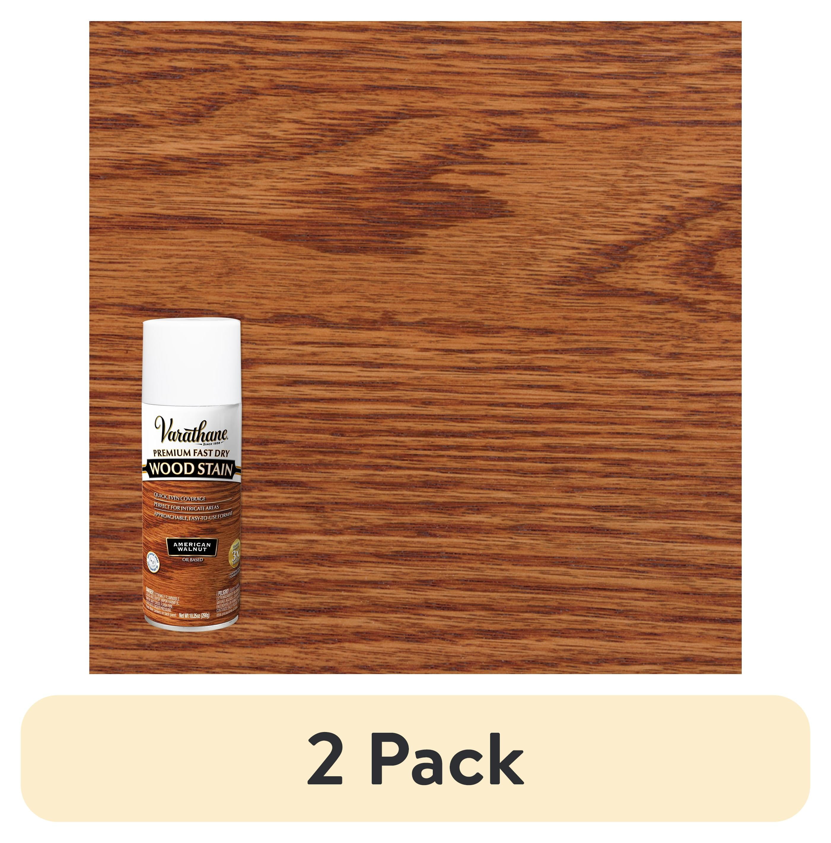 (2 pack) American Walnut, Varathane Premium Fast Dry Wood Stain Spray-386449, 10.25 oz