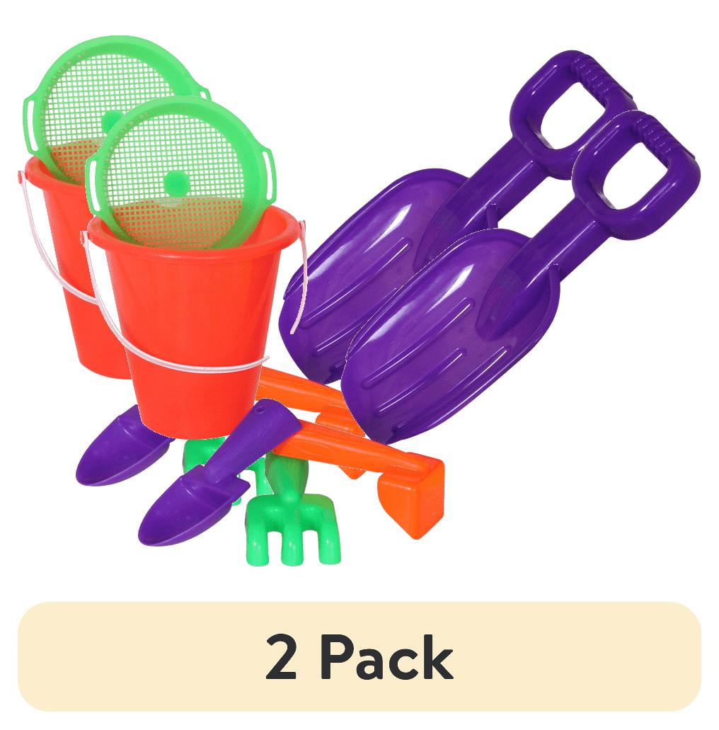 (2 pack) Amloid 10 Piece Multicolor Plastic Sand Toy Beach Set, Ages 2+
