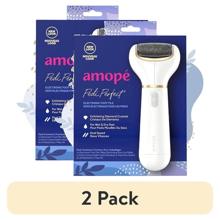 (2 pack) Amope Pedi Perfect® Electronic Foot File with Diamond Crystals, Removes Hard & Dead Skin, 1Ct