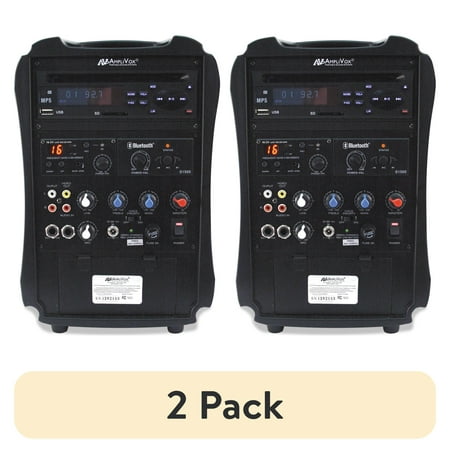 (2 pack) AmpliVox Rechargeable Wireless PA System, 36W Amp