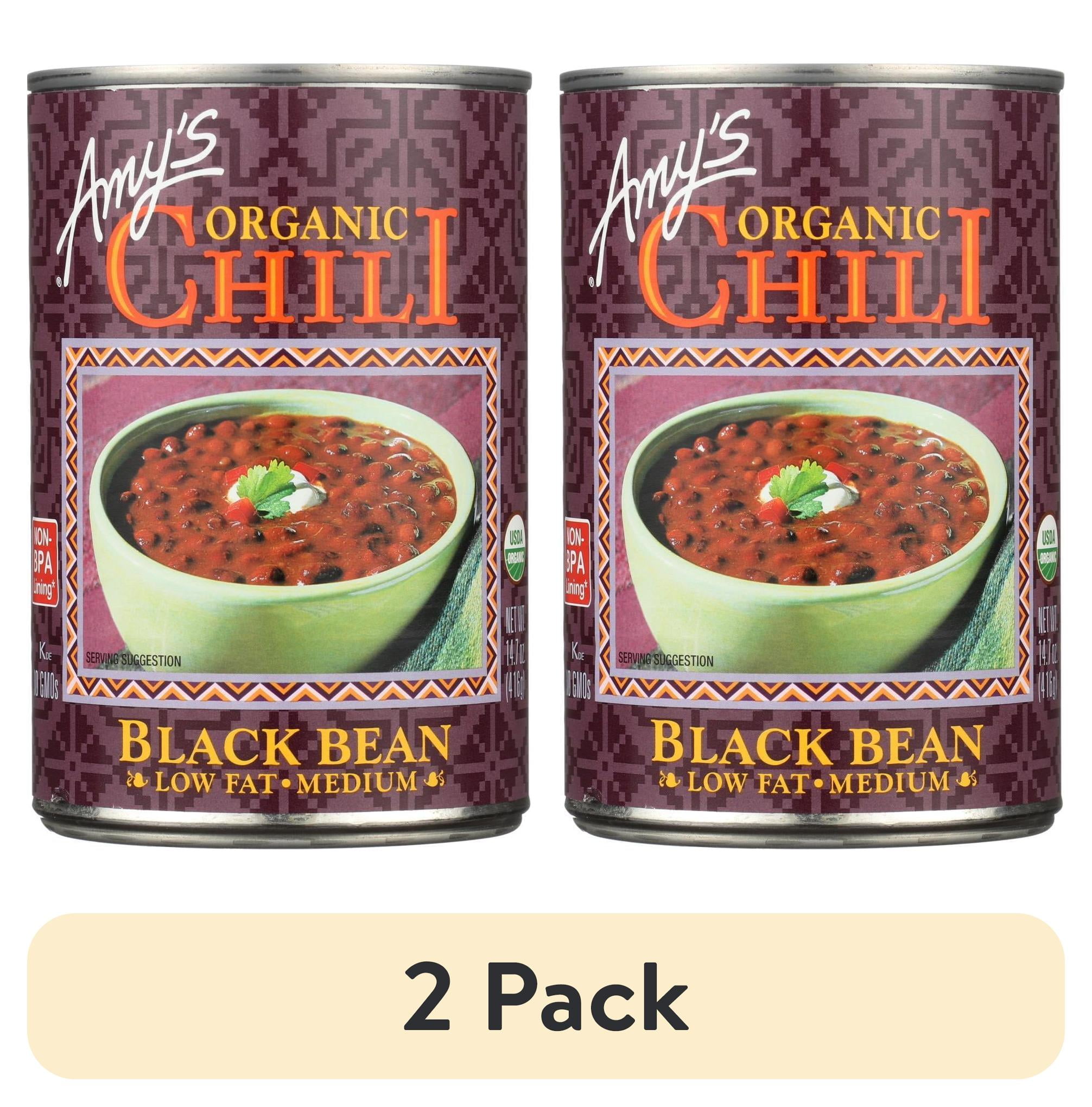 (2 pack) Amys Organic Black Bean Chili, Plant-Based Vegan Chili, Gluten Free, Made With Organic Black Beans and Vegetables, Canned Chili, 14.7 Oz
