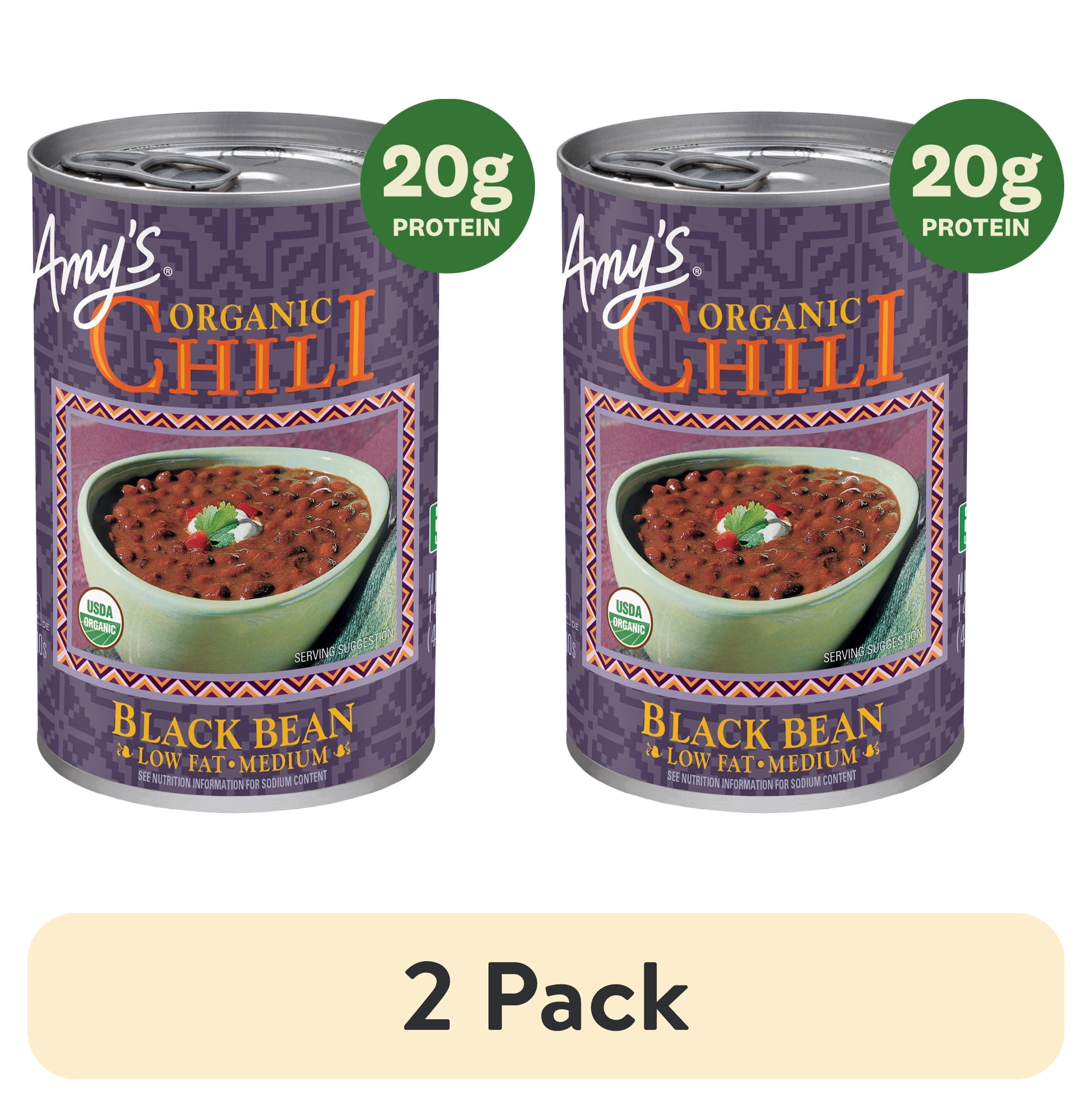 (2 pack) Amy’s Organic Black Bean Chili, Plant-Based Vegan Chili, Gluten Free, Made With Organic Black Beans and Vegetables, Canned Chili, 14.7 Oz