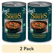 (2 pack) Amy’s Kitchen, Organic Pasta Fagioli Soup, Made with Organic Pasta and Vegetables, Canned, 13.65 oz