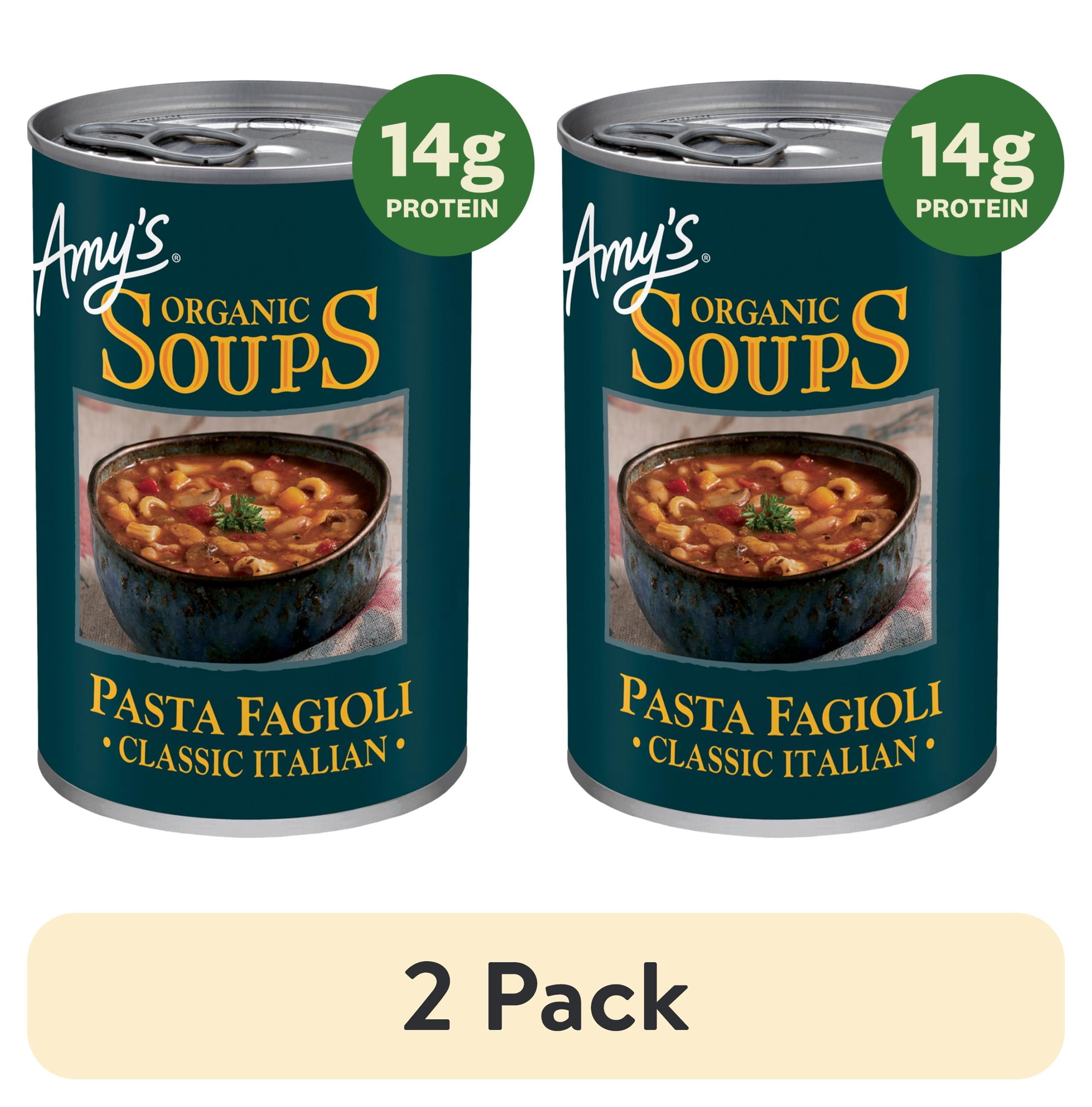 (2 pack) Amy’s Kitchen, Organic Pasta Fagioli Soup, Made with Organic Pasta and Vegetables, Canned, 13.65 oz
