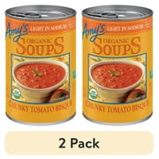 (2 pack) Amy’s Soup, Organic Light in Sodium Chunky Tomato Bisque, Made With Organic Tomatoes, Canned Soup, 14.5 Oz