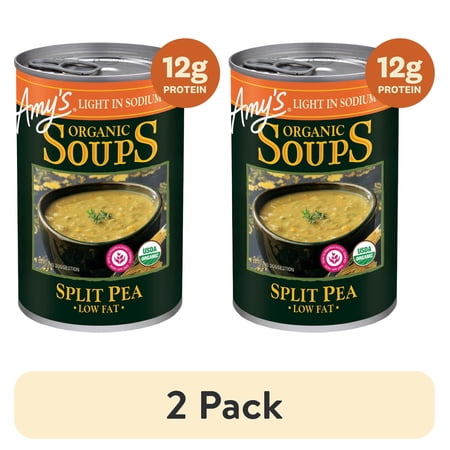 (2 pack) Amy’s Soup, Organic Light in Sodium Split Pea Soup, Made With Organic Vegetables, Canned Soup, 14.1 Oz