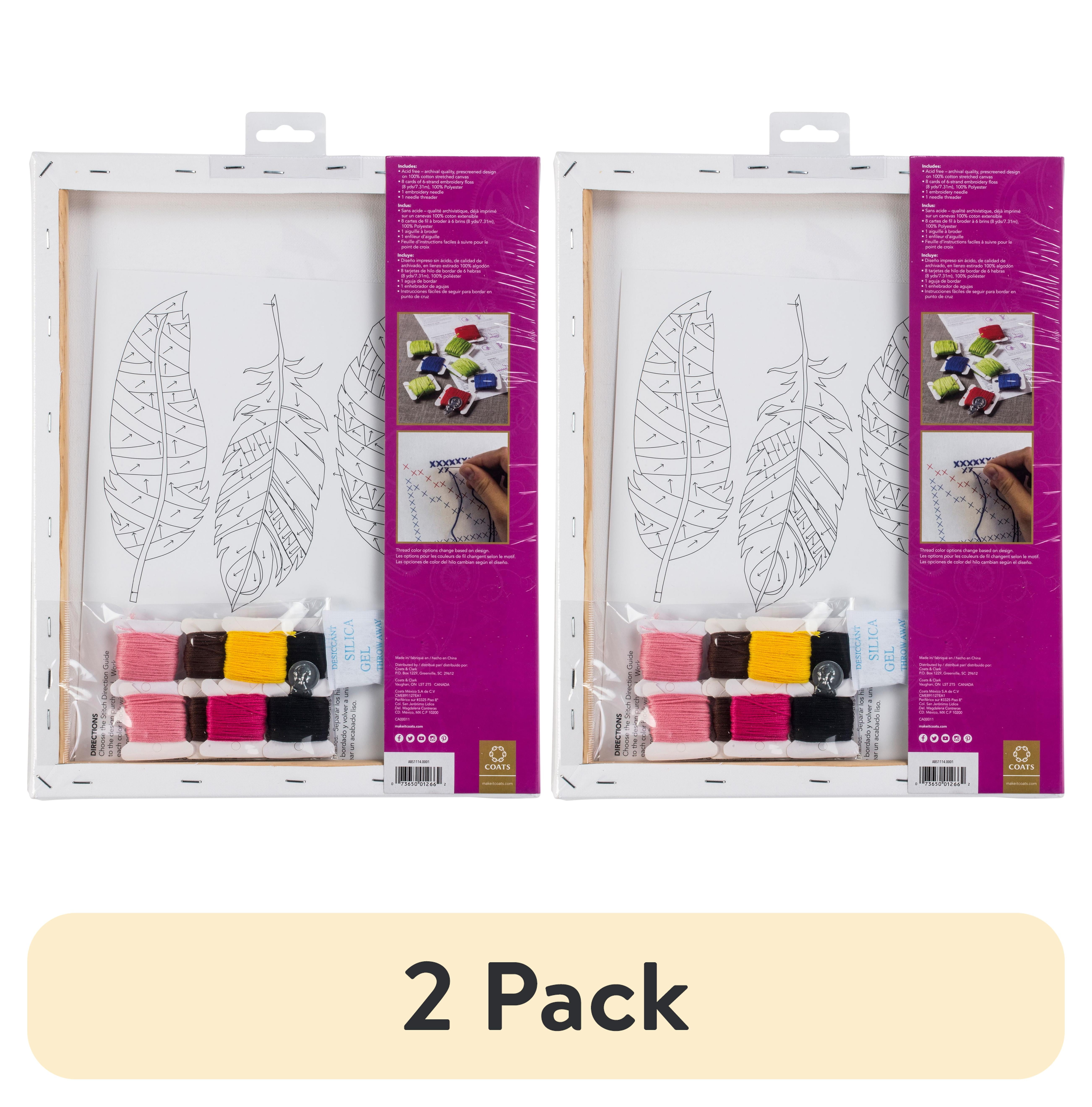 (2 pack) Anchor Big Stitch Art Embroidery Kit 11"X14"-Feather Stamped On Stretched Canvas