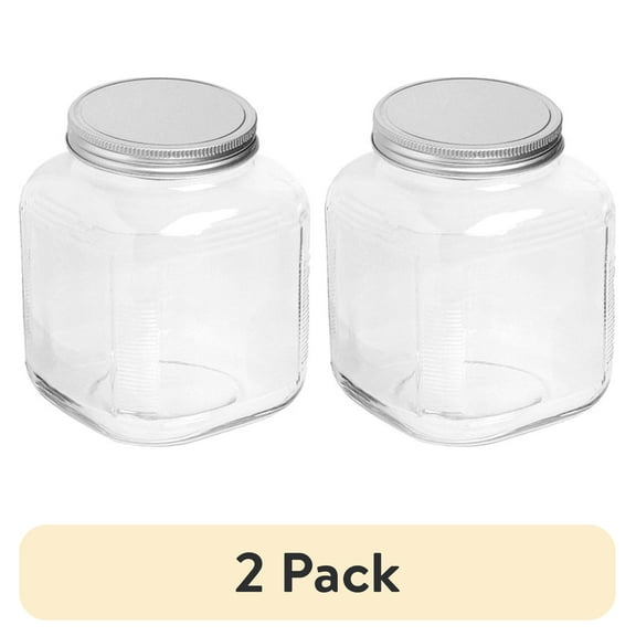 (2 pack) Anchor Hocking Clear Glass Cracker Jar with Brushed Aluminum Lid, 1 Gallon - 4 Pack