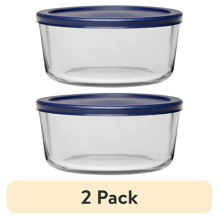 2 pack) Anchor Hocking Glass Food Storage Container with Lid, 7
