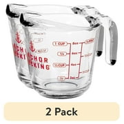 (2 pack) Anchor Hocking 1-Cup Glass Measuring Cup with Easy-Grip Handle and Spout