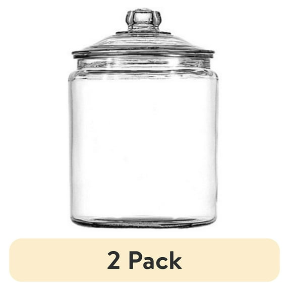 (2 pack) Anchor Hocking Heritage Hill Glass Jar with Lid, 1/2 Gallon