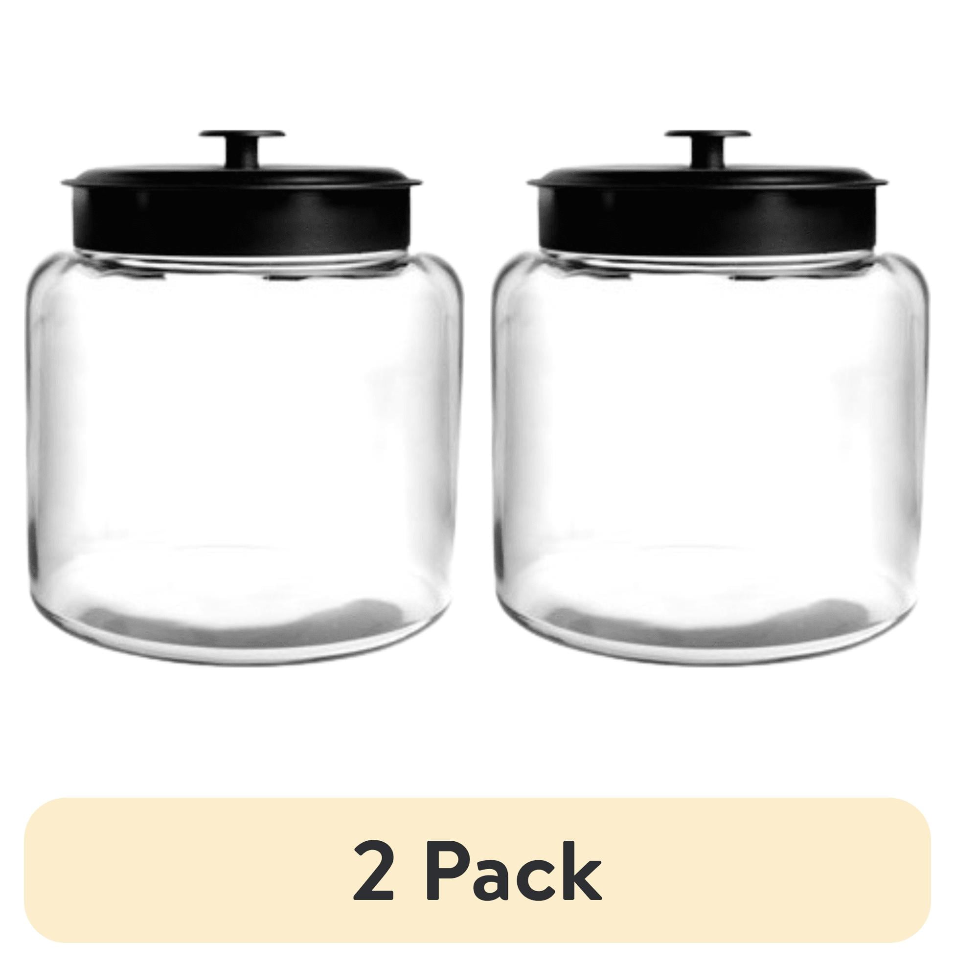 (2 pack) Anchor Hocking Montana Glass Jar with Black Metal Lid, 64 Ounce, A Practical Choice for Pantry Jar Storage and Display