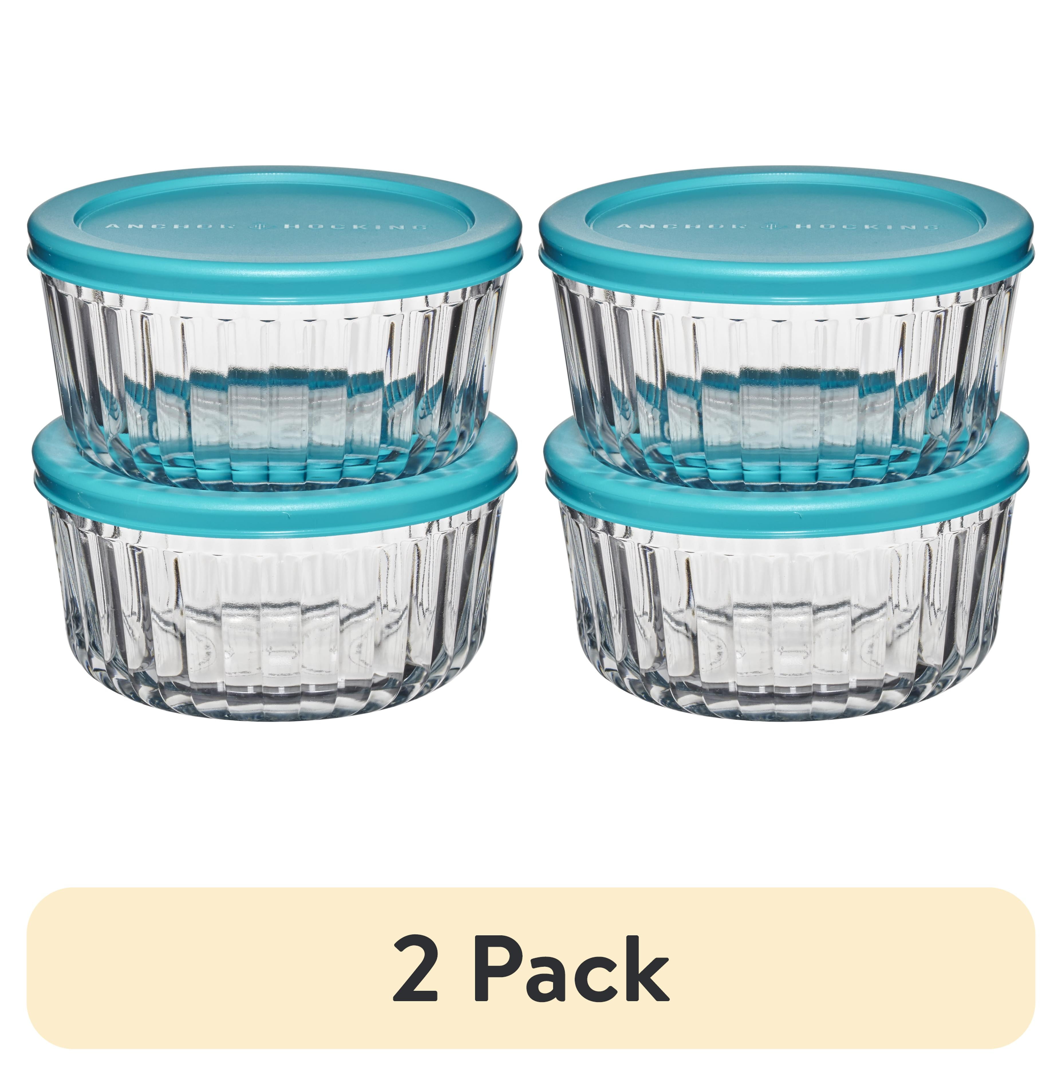 (2 pack) Anchor Hocking Sculpted Glass Food Storage Container with Lids ...