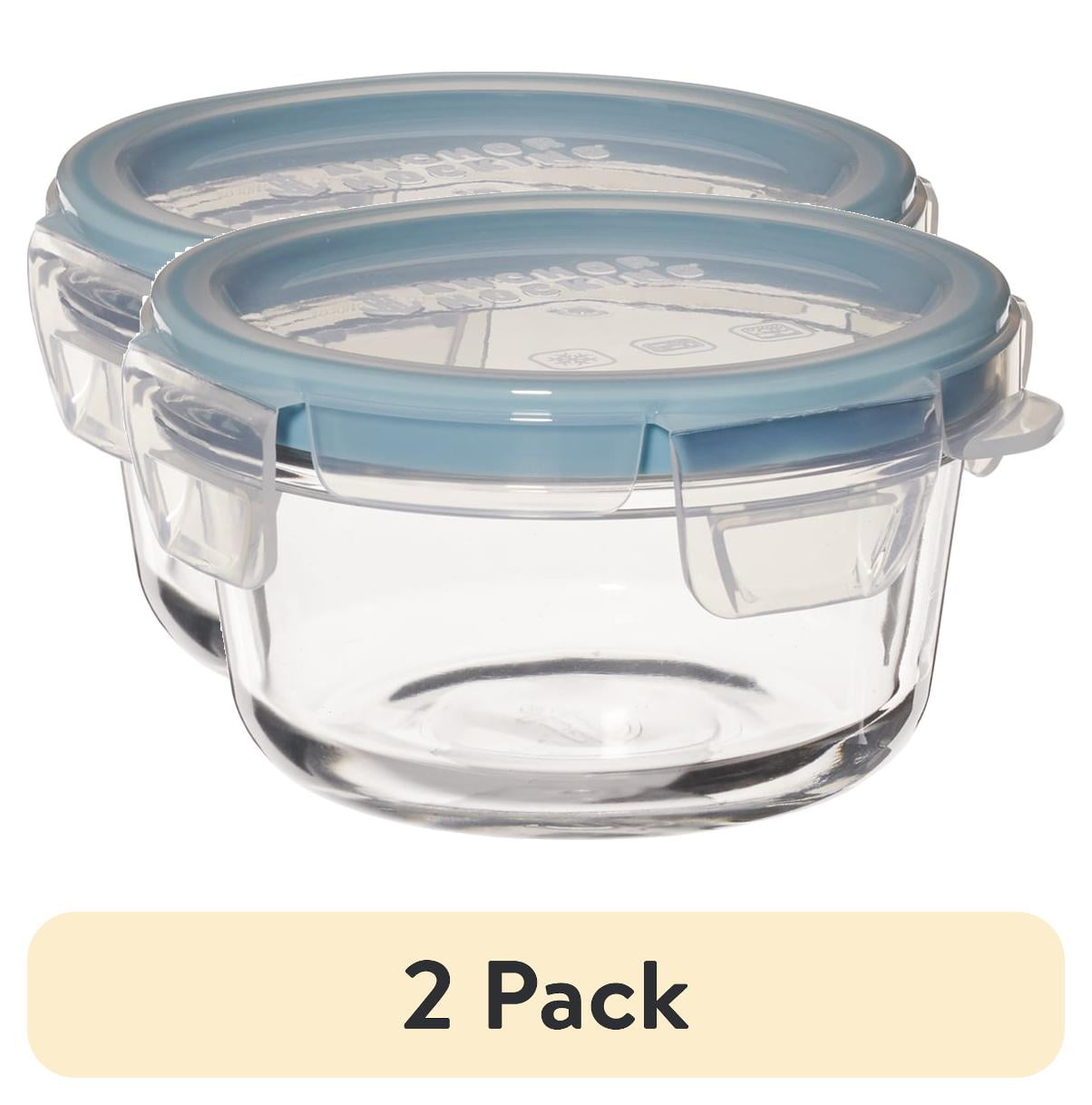 (2 pack) Anchor Hocking TrueLock Locking Lid Glass Food Storage Containers, 2 Cup Round