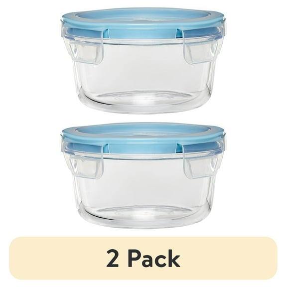 (2 pack) Anchor Hocking TrueLock Locking Lid Glass Food Storage Containers, 4 Cup Round