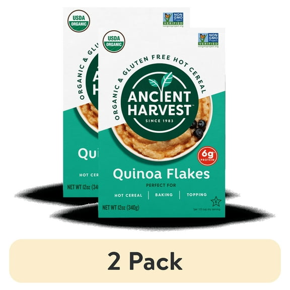(2 pack) Ancient Harvest Quinoa Flakes, Cereal, Gluten-Free, Organic, 12 oz