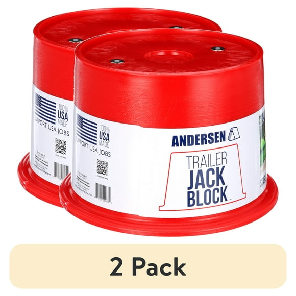 (2 pack) Andersen Hitches Trailer Jack Block (3608) with Magnets, Red, 1 per Pack, Plastic