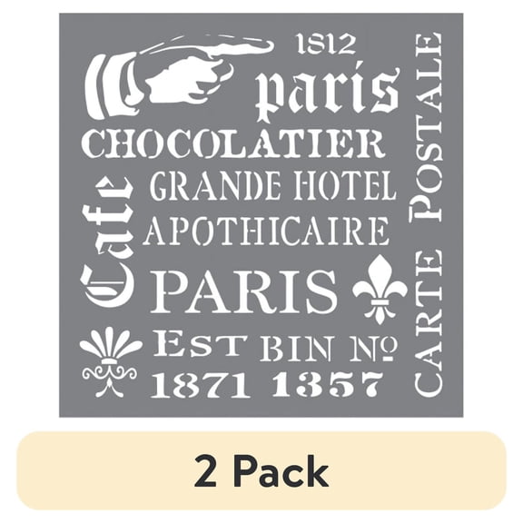 (2 pack) Andy Skinner Mixed Media Stencil 8"X8"-French Elements