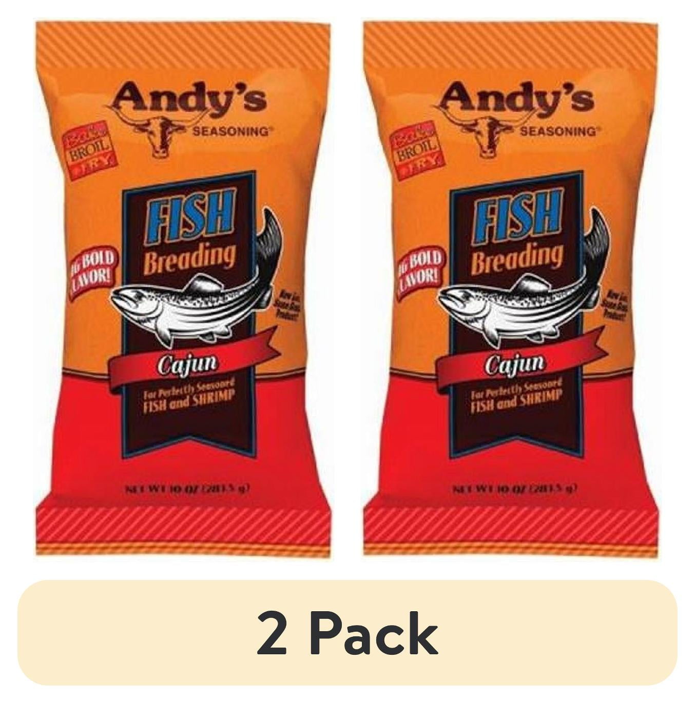 (2 pack) Andy's Seasoning Cajun Fish Breading 10 oz, Coating with Crisp Texture