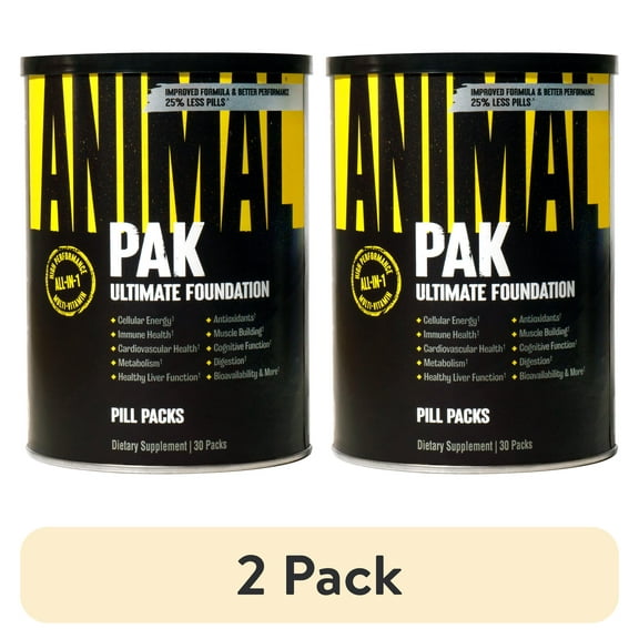 (2 pack) Animal Pak All-in-One Sports Nutrition Multivitamin for Men & Women Zinc, Vitamin C, B, D, Amino Acids, 30 Packets