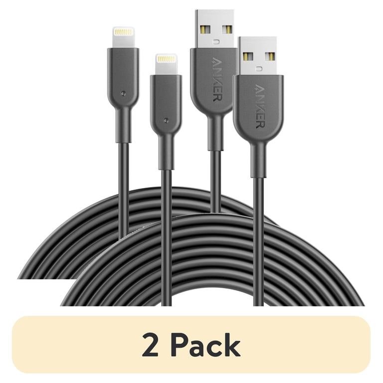 2 pack) Anker Powerline II Lightning Cable for iPhone, 10ft./10