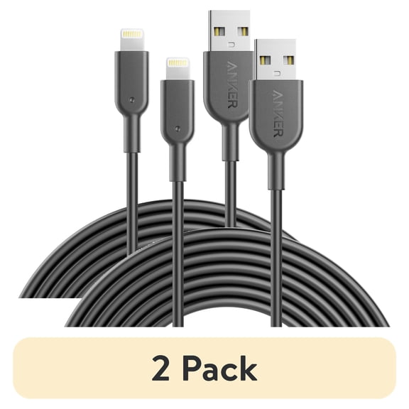 (2 pack) Anker Powerline II Lightning Cable for iPhone, 10ft./10', Durable, MFi Certified for iPhone and iPad, Gray